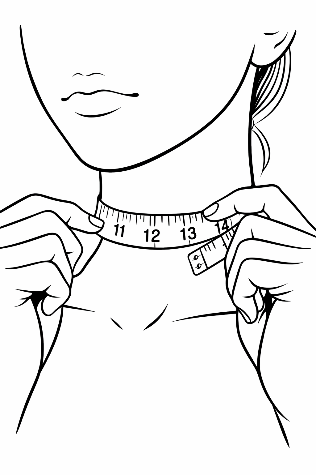Diagram showing where to measure neck circumference